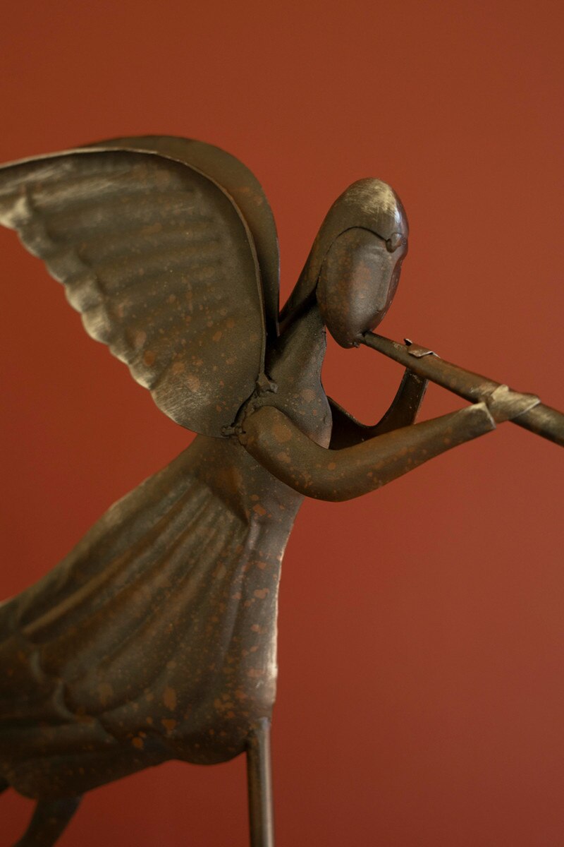 Set of 2 Rustic Metal Folk Art Angels Kalalou