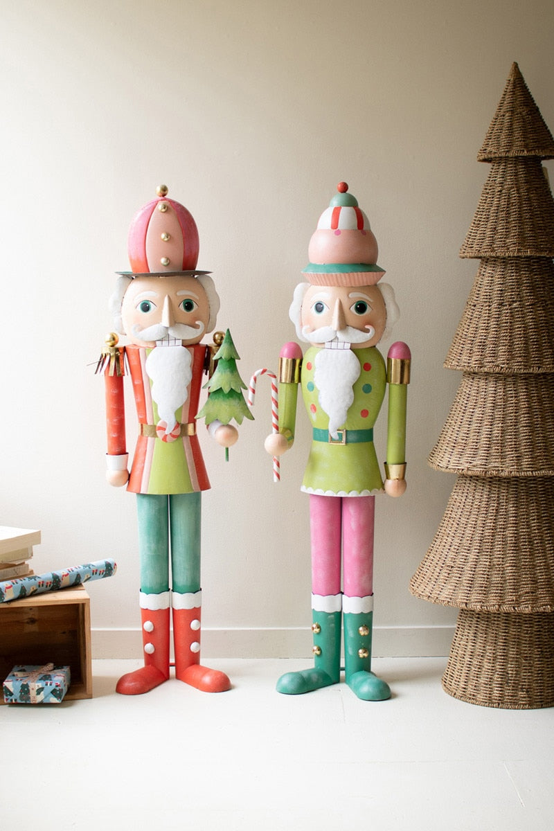 Set of 2 Life-Size Standing Painted Metal Nutcrackers Kalalou
