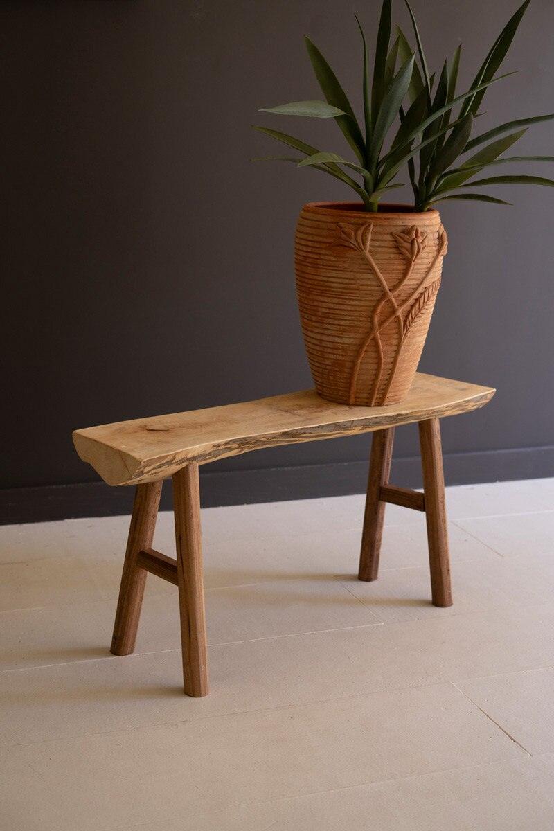 RUSTIC WILLOW WOOD AND SILK TREE BENCH