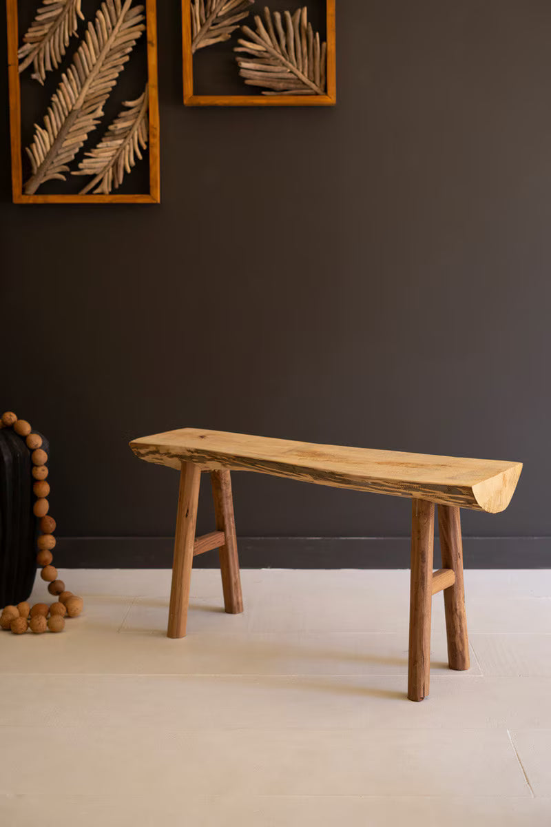 RUSTIC WILLOW WOOD AND SILK TREE BENCH