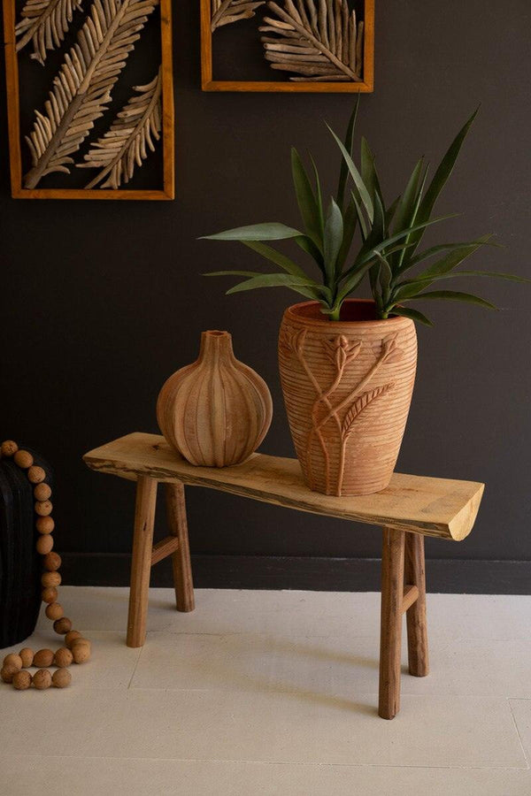 RUSTIC WILLOW WOOD AND SILK TREE BENCH