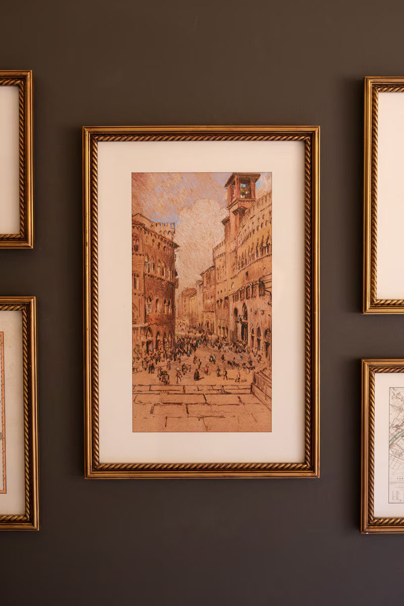 SET 5 MIXED FRAMED EUROPE GALLERY WALL PRINTS UNDER GLASS