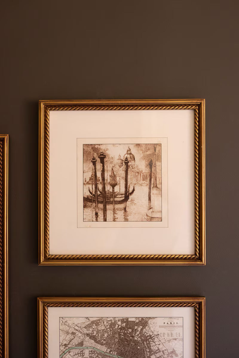 SET 5 MIXED FRAMED EUROPE GALLERY WALL PRINTS UNDER GLASS