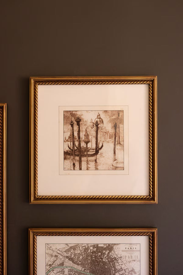 SET 5 MIXED FRAMED EUROPE GALLERY WALL PRINTS UNDER GLASS