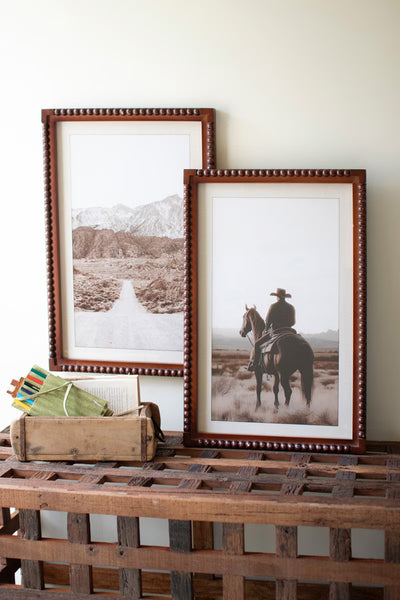 SET of 2 FRAMED COWBOY & DESERT PHOTOGRAPHY PRINTS UNDER GLASS