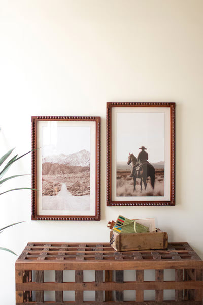 SET of 2 FRAMED COWBOY & DESERT PHOTOGRAPHY PRINTS UNDER GLASS