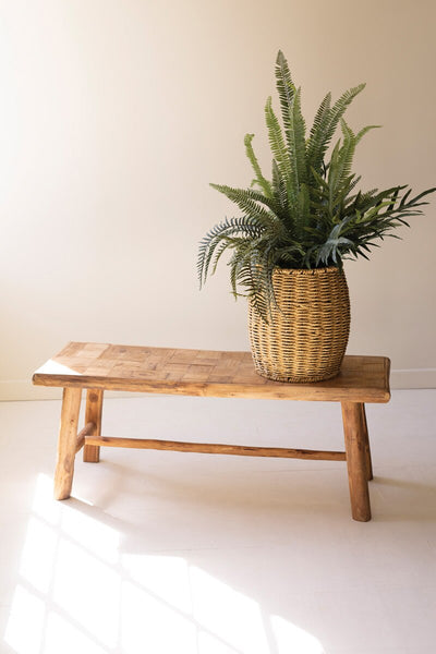 RECYLED FIR WOOD BENCH WITH PARQUE TOP