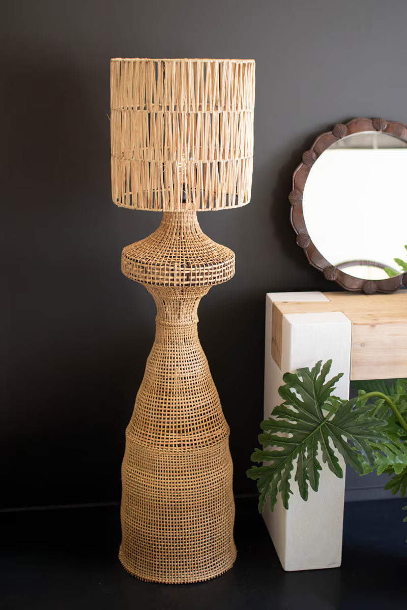 RATTAN FLOOR LAMP WITH SHADE - 60