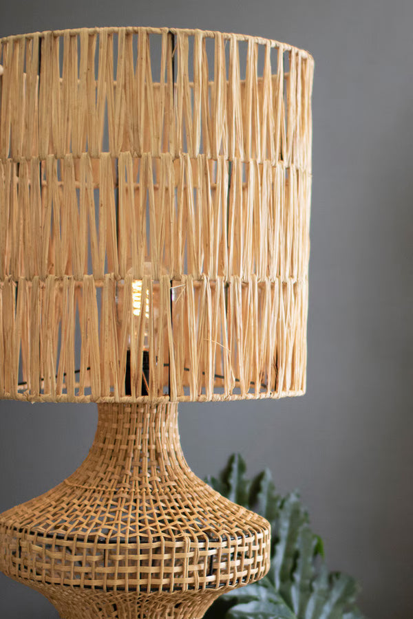 RATTAN FLOOR LAMP WITH SHADE - 60