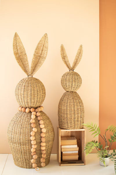 SET OF TWO GIANT WOVEN VINE  EASTER RABBITS