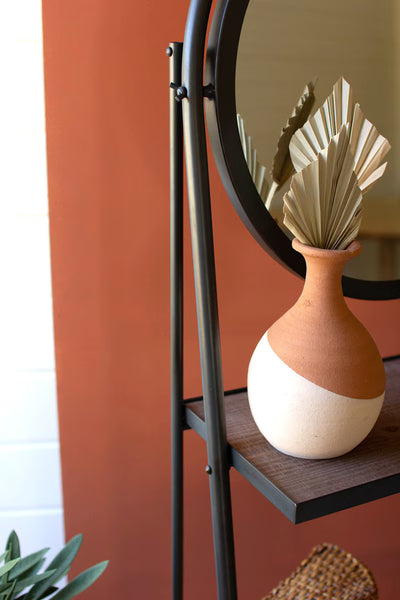 LEANING WALL MIRROR WITH SHELVES