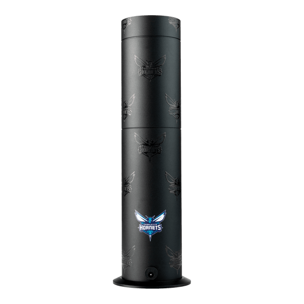 Black cylindrical product with Hornets logo on a white background