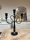 Black Metal 3-Arm Candelabra