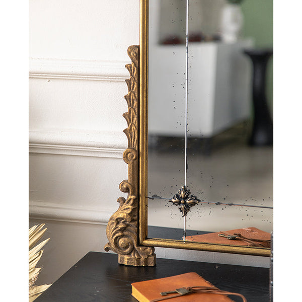 Vintage Arched Wall Mirror with Antique-Style Gold Finish Frame VagabondVintage