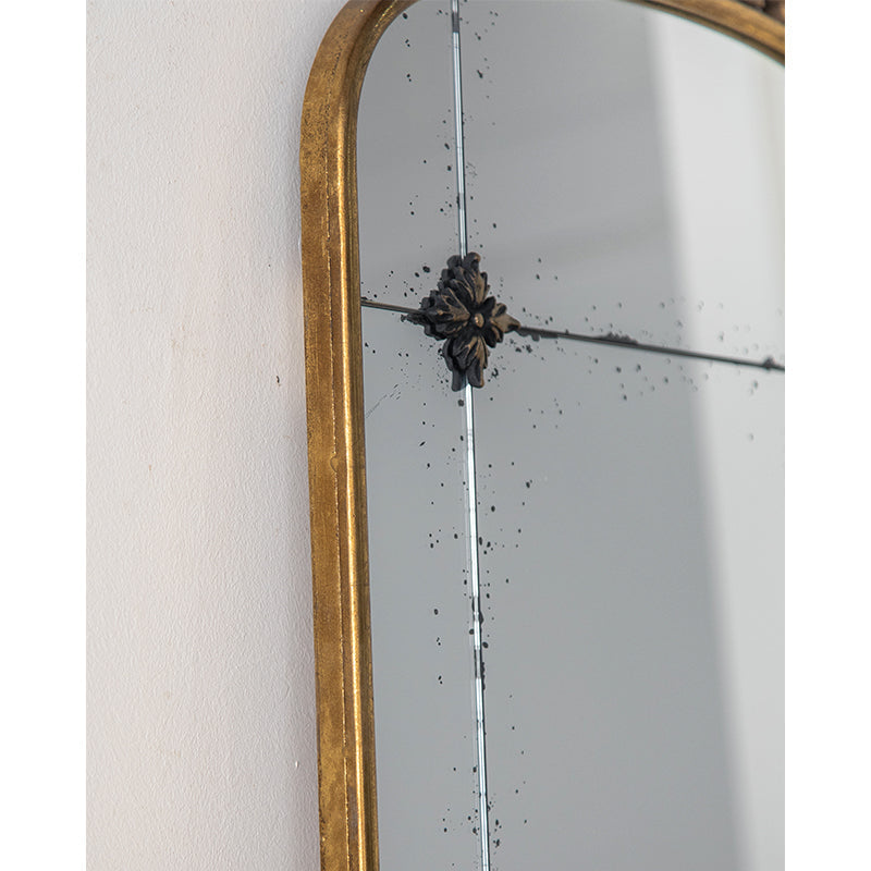 Vintage Arched Wall Mirror with Antique-Style Gold Finish Frame VagabondVintage