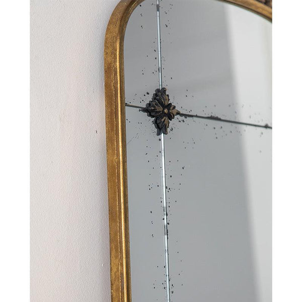 Antique-Style Arched Wall Mirror with Gold Finish Frame
