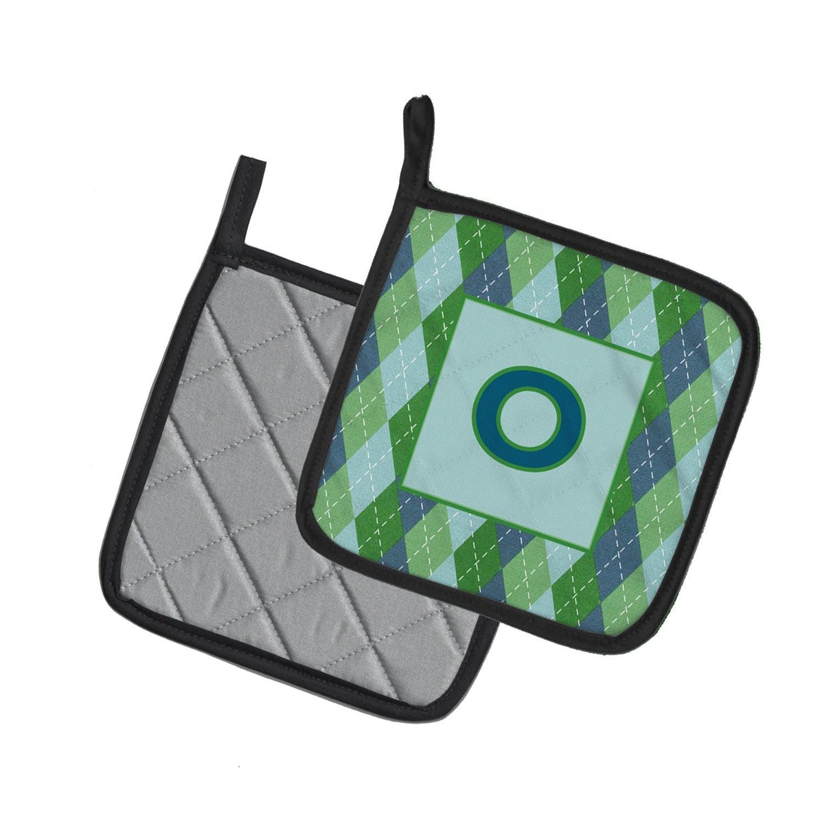Letter O Initial Monogram - Blue Argoyle Pot Holder Set of 2 Heat Resistant Quilted Hot Pads 7.5 x 7.5 Inch, Insulated Kitchen Trivets for Cooking & Baking