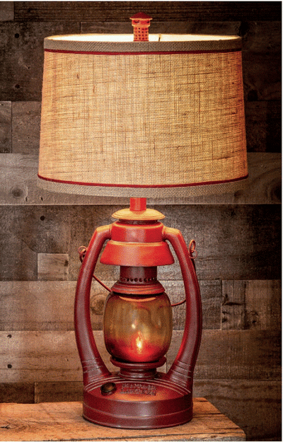 26”H Red Vintage Lantern Table Lamp