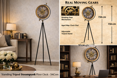 Atlas Tripod Gear Floor Clock