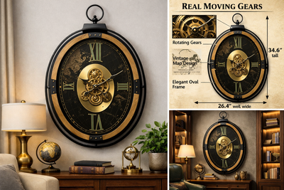 Oval Éclipse Gear Wall Clock