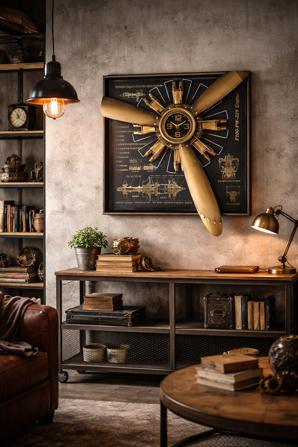 Vintage Radial Engine Wall Clock