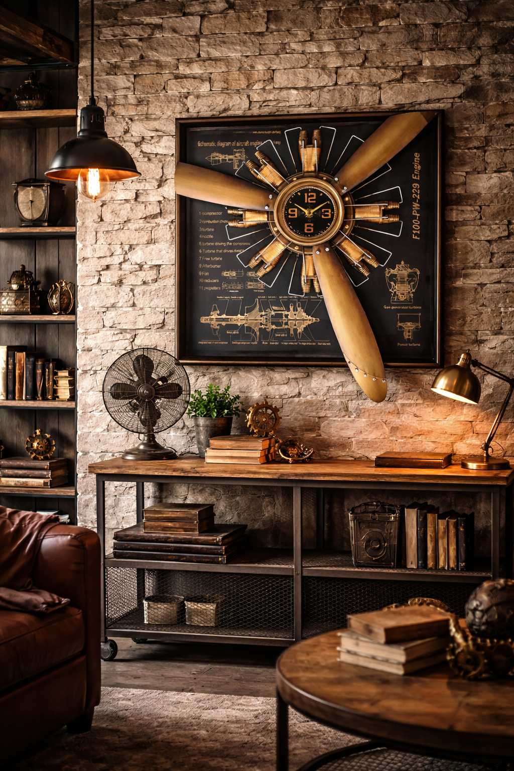 Vintage Radial Engine Wall Clock