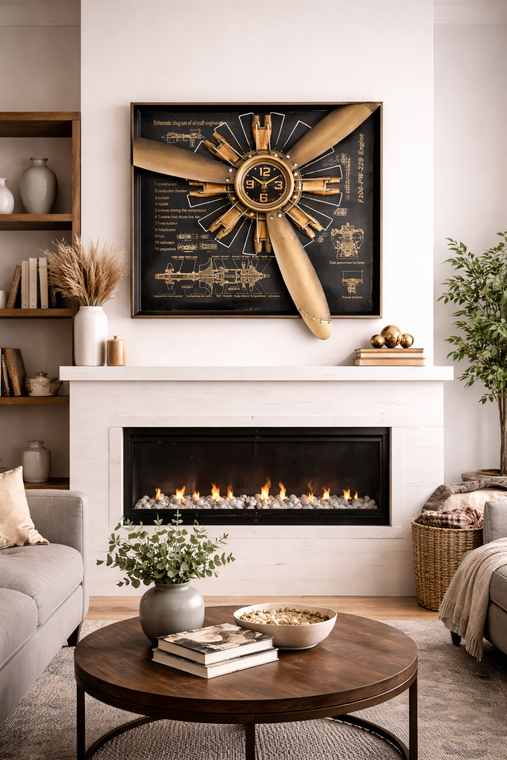Vintage Radial Engine Wall Clock