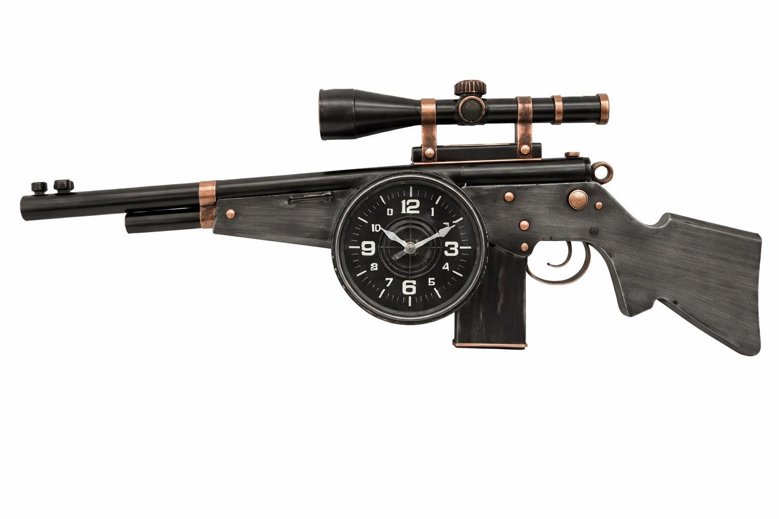 Vintage Rifle Metal Wall Clock
