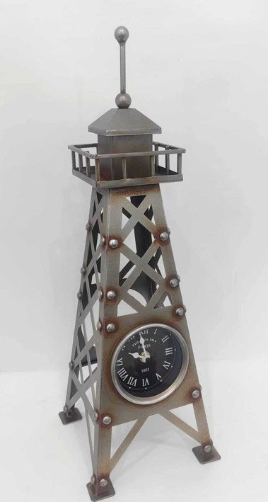 Rustic Iron Tower Table Clock