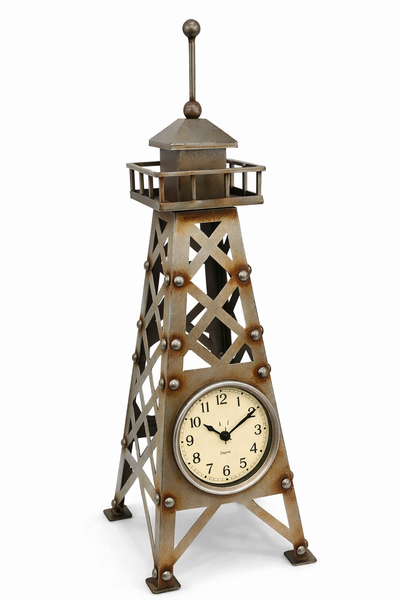 Rustic Iron Tower Table Clock