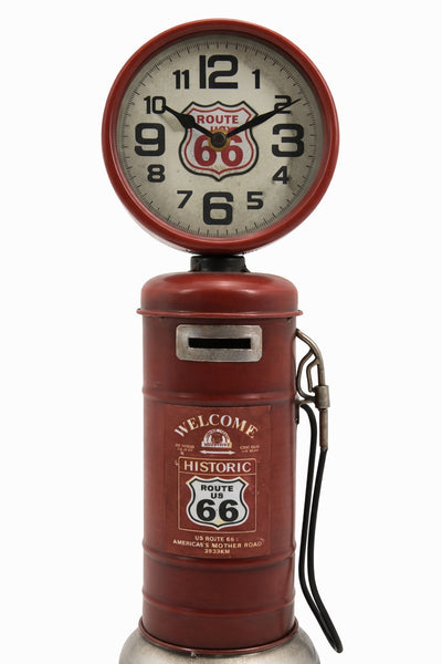 Route 66 Gas Pump Clock Piggy Bank