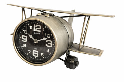 Vintage Airplane Metal Table Clock