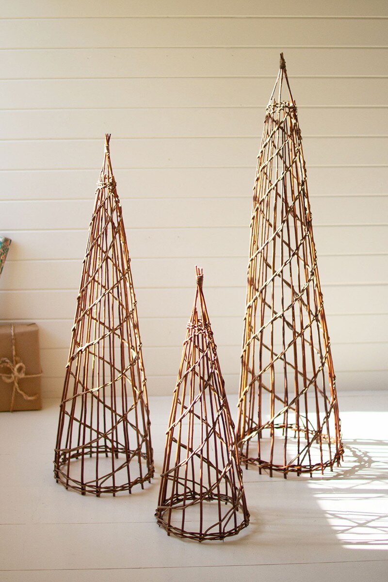 SET OF THREE NESTING TWIG CHRISTMAS TREES