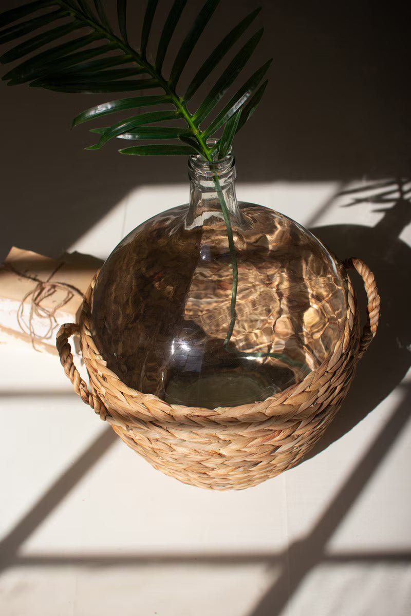 WATER HYACINTH WRAPPED GLASS WINE DAMIGIANA