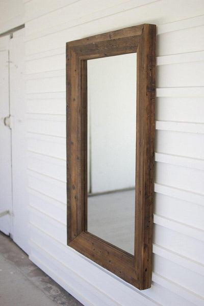 RECYCLED RECTANGLE WOOD FRAMED MIRROR
