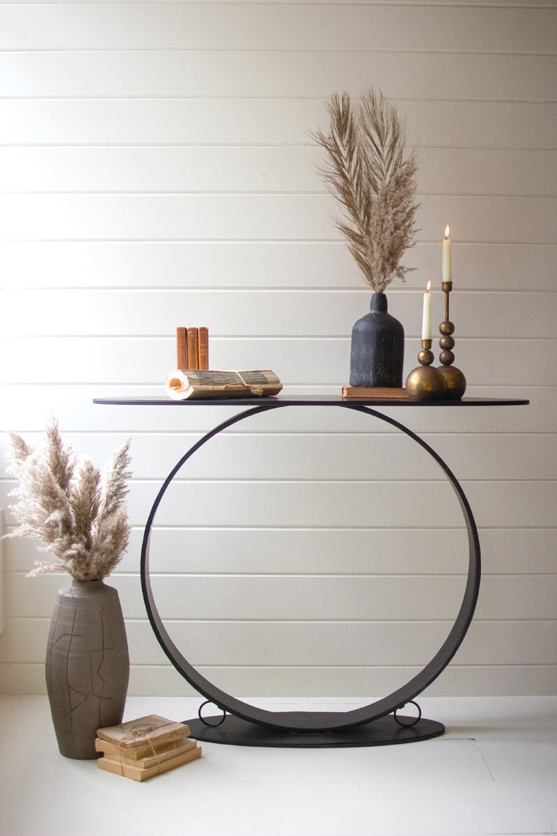 Black Oval Metal Console Table Kalalou