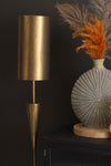 Antique Gold Floor and Table Lamp with Metal Barrel Shades