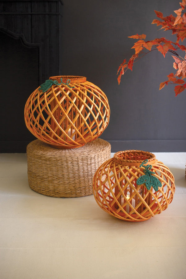 Set of 2 Willow Pumpkin Lanterns