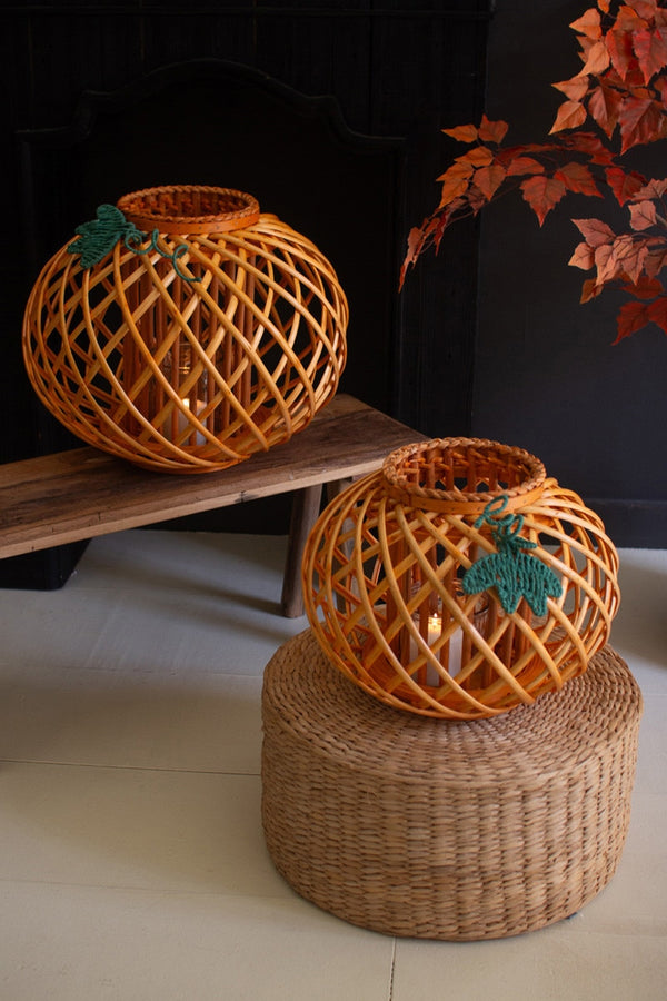 Set of 2 Willow Pumpkin Lanterns