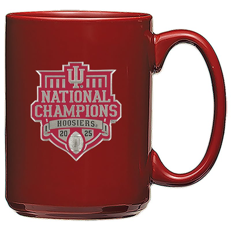 2025-26 Indiana National Champ  Coffee Mug (Clear and Burgundy)