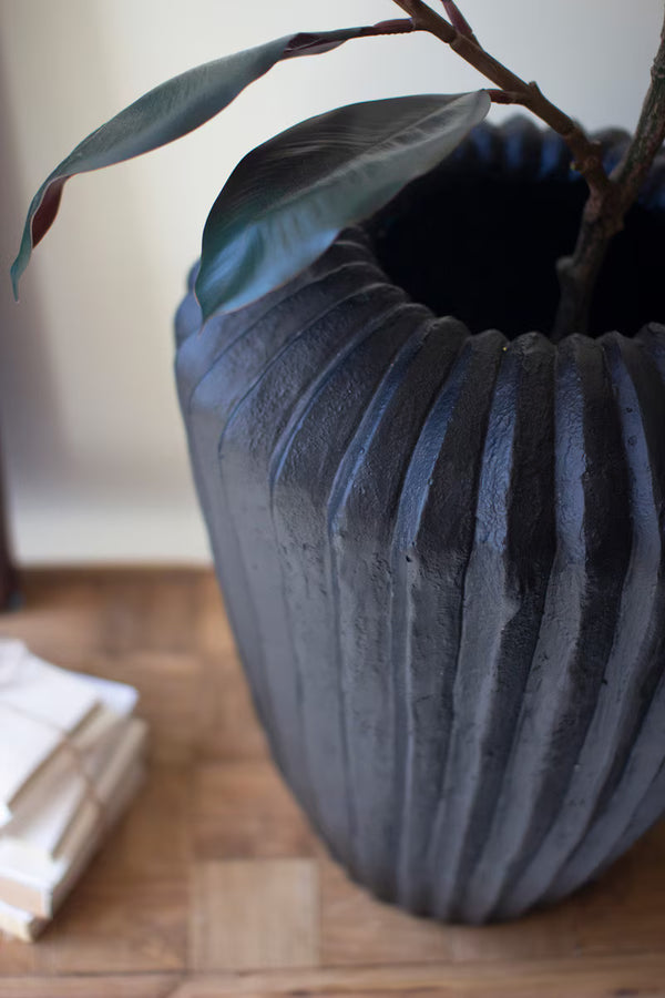 TALL STONE COMPOSITE URN - BLACK