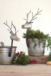 Set of 2 Metal Deer Planters