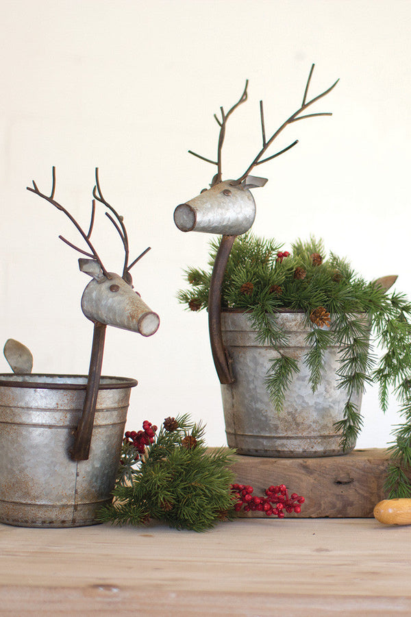 Set of 2 Metal Deer Planters Kalalou