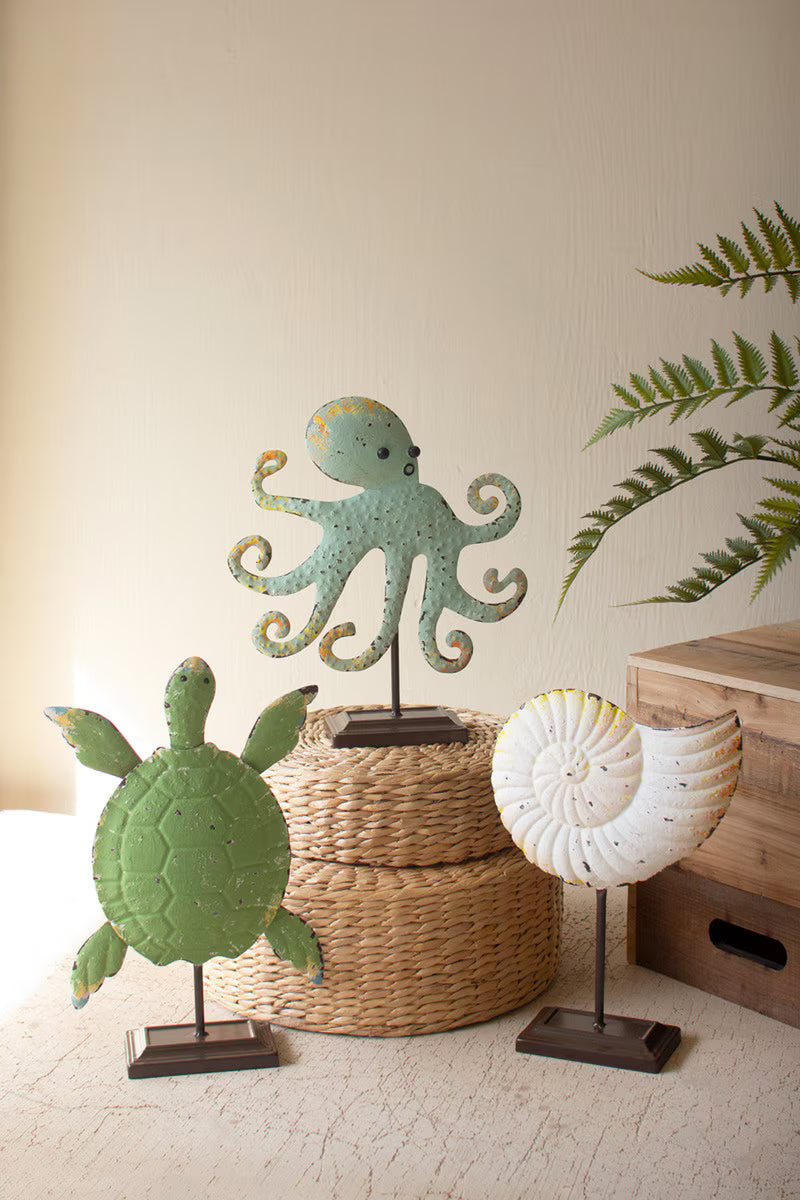 SET OF THREE PAINTED COASTAL DECOR