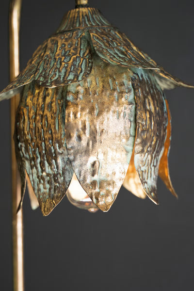 ANTIQUE BRASS TULIP TABLE LAMP