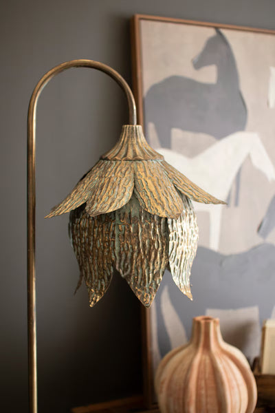 ANTIQUE BRASS TULIP FLOOR LAMP
