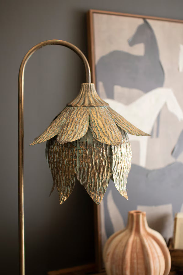 ANTIQUE BRASS TULIP FLOOR LAMP