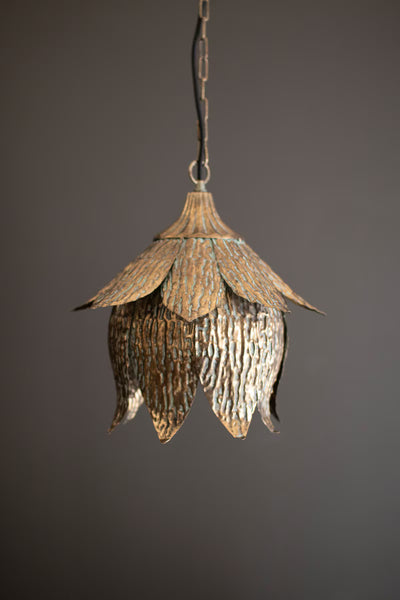 ANTIQUE BRASS TULIP PENDANT LIGHT