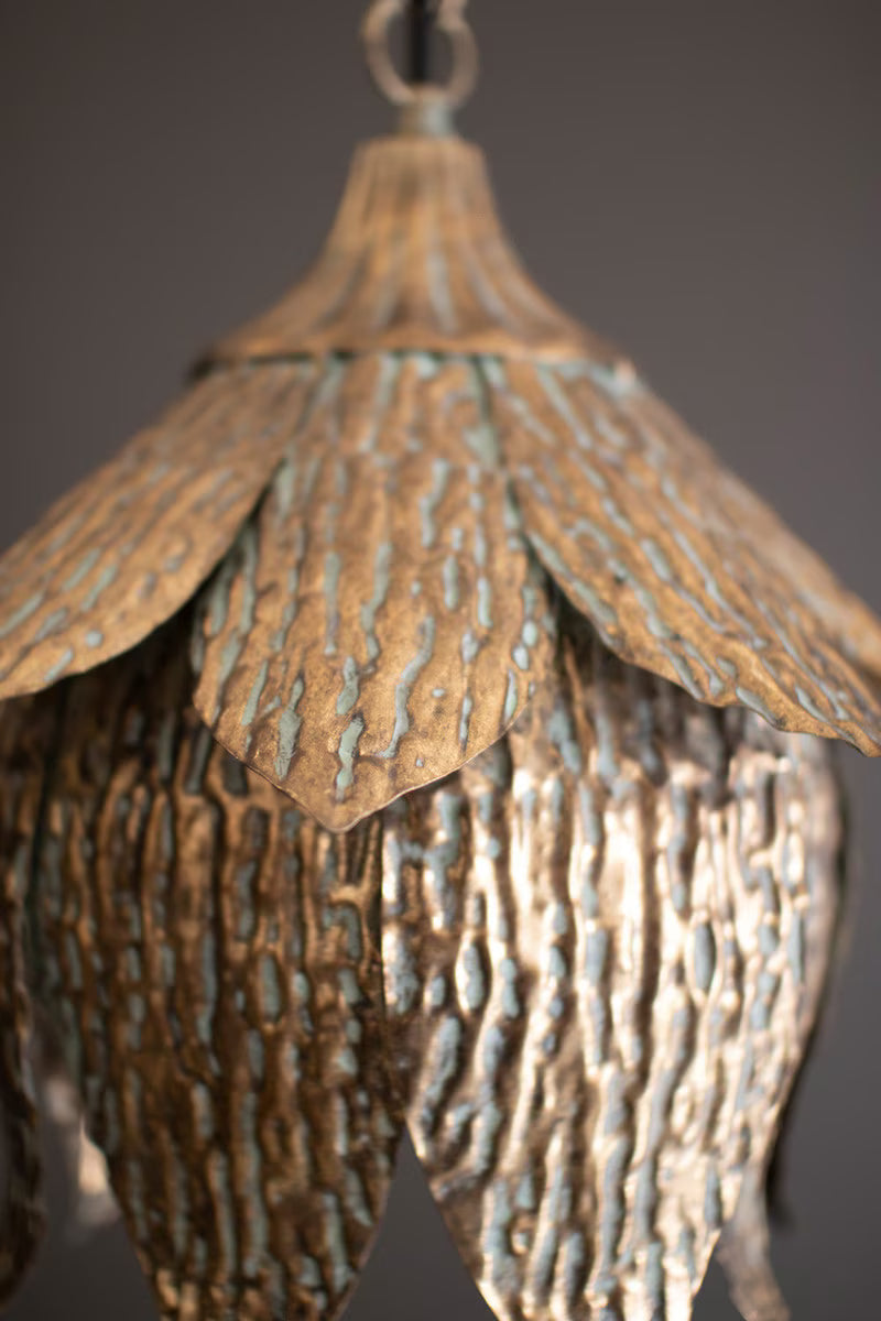 ANTIQUE BRASS TULIP PENDANT LIGHT