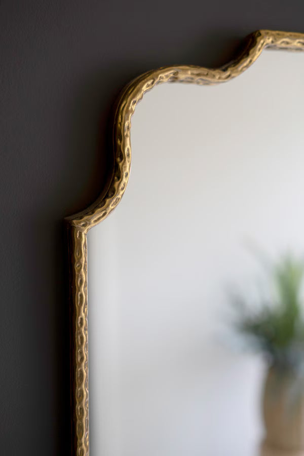 HAMMERED ANTIQUE BRASS FRAMED MIRROR - 30